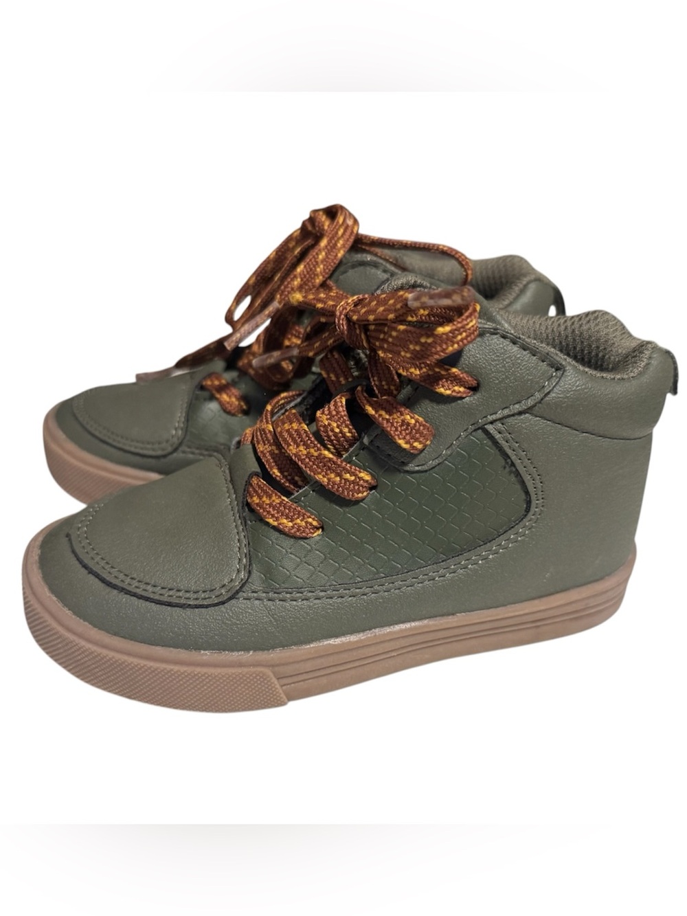 Kids OshKosh B’gosh Olive Green High-Top Sneakers with Brown Accents - 8M